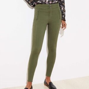 NEW $80 Ann Taylor High Waist Skinny Sateen Legging Green 27/4 Petite Cropped